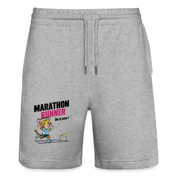 Marathonien léopard - Short de jogging bio TRAINER Stanley/Stella unisexe - gris chiné - Devant - Nik (191cm) & Marisol (170cm)