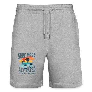 Surf mode activated - Stanley/Stella Trainer Unisex Organic Jogging Shorts - heather grey - Front - Nik (191cm) & Marisol (170cm)