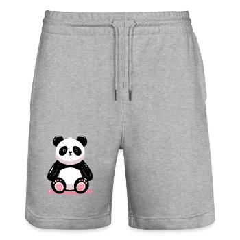 Panda - Short de jogging bio TRAINER Stanley/Stella unisexe - gris chiné - Devant - Nik (191cm) & Marisol (170cm)