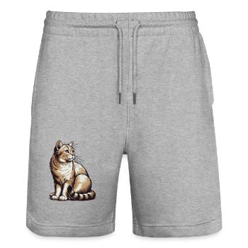 Cat - Stanley/Stella Trainer Unisex Organic Jogging Shorts - heather grey - Front - Nik (191cm) & Marisol (170cm)