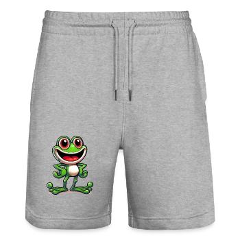 Frog - Stanley/Stella Trainer Unisex Organic Jogging Shorts - heather grey - Front - Nik (191cm) & Marisol (170cm)