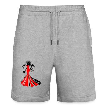 Braut - Stanley/Stella Unisex Bio Joggingshorts Trainer  - Grau meliert - Vorne - Nik (191cm) & Marisol (170cm)