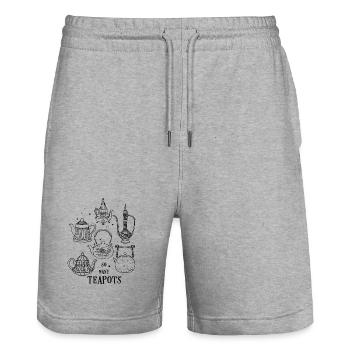 Vintage Teekannen Silhouetten - Stanley/Stella Unisex Bio Joggingshorts Trainer  - Grau meliert - Vorne - Nik (191cm) & Marisol (170cm)