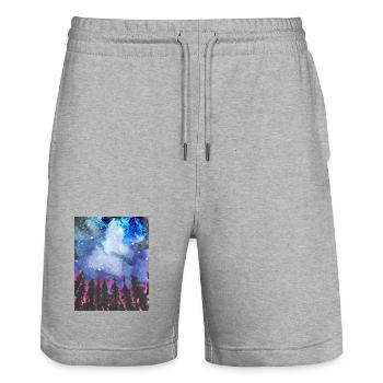 Wald bei Nacht - Stanley/Stella Unisex Bio Joggingshorts Trainer  - Grau meliert - Vorne - Nik (191cm) & Marisol (170cm)