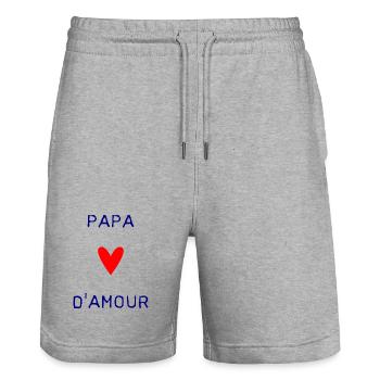 HAPPY FATHER'S DAY. DAD. FATHER'S DAY. FATHER - Stanley/Stella Trainer Unisex Organic Jogging Shorts - heather grey - Front - Nik (191cm) & Marisol (170cm)