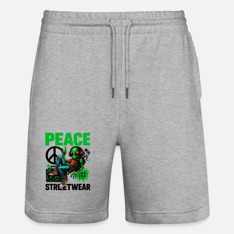 Extraterrestre avec Boombox de paix - Short de jogging bio TRAINER Stanley/Stella unisexe - gris chiné