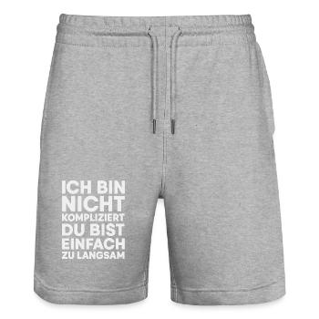 I'm not complicated - Stanley/Stella Trainer Unisex Organic Jogging Shorts - heather grey - Front - Nik (191cm) & Marisol (170cm)