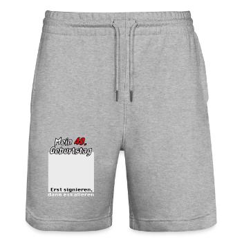 40. Geburtstag signieren und eskalieren Gästebuch - Stanley/Stella Unisex Bio Joggingshorts Trainer  - Grau meliert - Vorne - Nik (191cm) & Marisol (170cm)