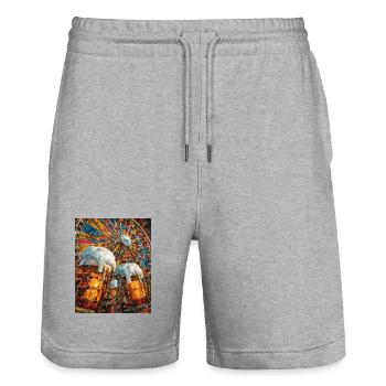O’zapft is! –Bier, Spaß und Riesenrad - Stanley/Stella Unisex Bio Joggingshorts Trainer  - Grau meliert - Vorne - Nik (191cm) & Marisol (170cm)