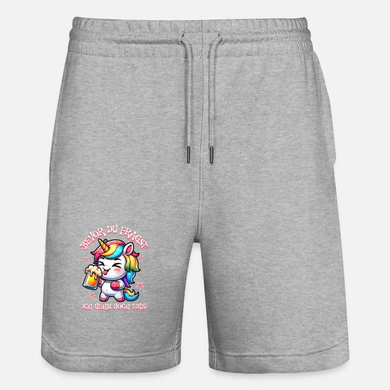 Buntes Einhorn Bier Feier - Stanley/Stella Unisex Bio Joggingshorts Trainer  - Grau meliert