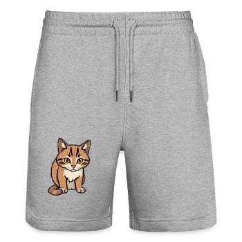 Chat - Short de jogging bio TRAINER Stanley/Stella unisexe - gris chiné - Devant - Nik (191cm) & Marisol (170cm)