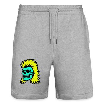 Mullet Skull - Stanley/Stella Trainer Unisex Organic Jogging Shorts - heather grey - Front - Nik (191cm) & Marisol (170cm)