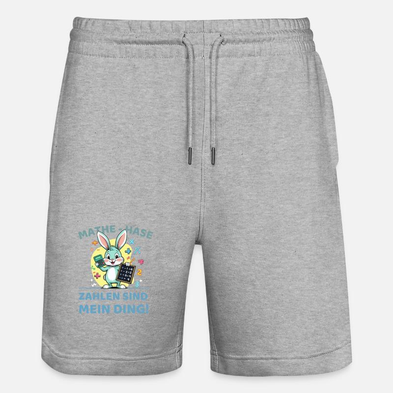 Math bunny with calculation task - Stanley/Stella Trainer Unisex Organic Jogging Shorts - heather grey