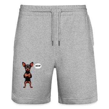 Nein Zwergpinscher Pinscher Pinscherbesitzer - Stanley/Stella Unisex Bio Joggingshorts Trainer  - Grau meliert - Vorne - Nik (191cm) & Marisol (170cm)