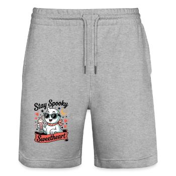 Stay Spooky Sweetheart Rétro Mignon Halloween Fantôme - Short de jogging bio TRAINER Stanley/Stella unisexe - gris chiné - Devant - Nik (191cm) & Marisol (170cm)