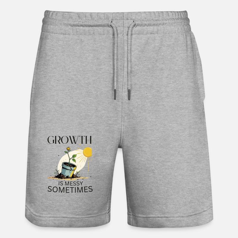 Wachstumsgeschichte mit Blume und Sonne - Stanley/Stella Unisex Bio Joggingshorts Trainer  - Grau meliert
