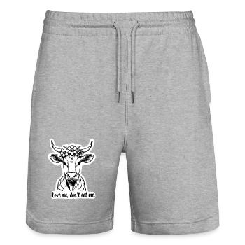 Love Me Don’t Eat Me – Fine Line Kuh - Stanley/Stella Unisex Bio Joggingshorts Trainer  - Grau meliert - Vorne - Nik (191cm) & Marisol (170cm)