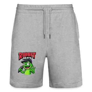 Lustiger Frosch mit Rap-Mikrofon - Stanley/Stella Unisex Bio Joggingshorts Trainer  - Grau meliert - Vorne - Nik (191cm) & Marisol (170cm)