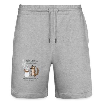 Kaffee Notfall Beutier Eichhörnchen Kippe  - Stanley/Stella Unisex Bio Joggingshorts Trainer  - Grau meliert - Vorne - Nik (191cm) & Marisol (170cm)