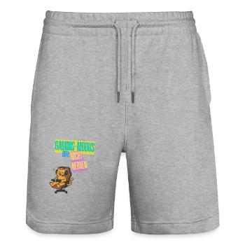 Gaming Mode Cat Not Nerve Design Gaming - Stanley/Stella Trainer Unisex Organic Jogging Shorts - heather grey - Front - Nik (191cm) & Marisol (170cm)