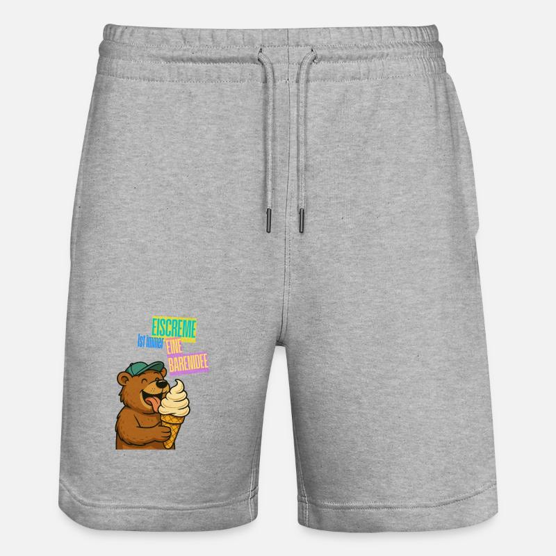 Bär Eiscreme Comic - Stanley/Stella Trainer Unisex Organic Jogging Shorts - heather grey