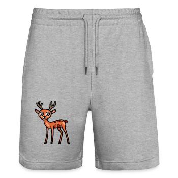 Hirsch Halloween Comic Lustig - Stanley/Stella Unisex Bio Joggingshorts Trainer  - Grau meliert - Vorne - Nik (191cm) & Marisol (170cm)