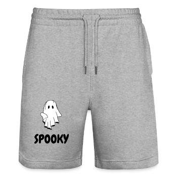 EFFRAYANT |  T-shirt d’Halloween avec fantôme - Short de jogging bio TRAINER Stanley/Stella unisexe - gris chiné - Devant - Nik (191cm) & Marisol (170cm)