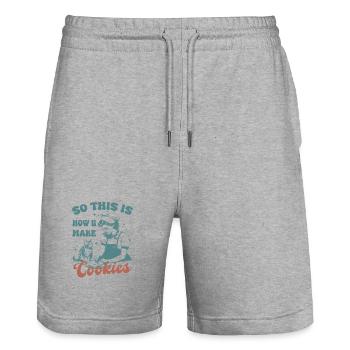 So This Is How U Make Cookies Cute Cat - Stanley/Stella Trainer Unisex Organic Jogging Shorts - heather grey - Front - Nik (191cm) & Marisol (170cm)