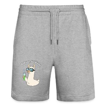 Lama Researcher: No Dramas, Science - Stanley/Stella Trainer Unisex Organic Jogging Shorts - heather grey - Front - Nik (191cm) & Marisol (170cm)