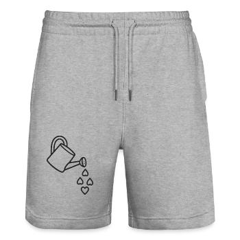 Jardin d'Amour arrosé - Short de jogging bio TRAINER Stanley/Stella unisexe - gris chiné - Devant - Nik (191cm) & Marisol (170cm)