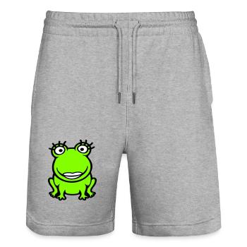 Frog Girl Eyelashes Pretty Woman Female Girl - Stanley/Stella Trainer Unisex Organic Jogging Shorts - heather grey - Front - Nik (191cm) & Marisol (170cm)