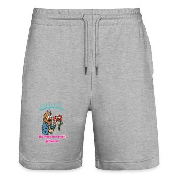 Rose Beißt Mich Cartoon Humor Karikatur  - Stanley/Stella Unisex Bio Joggingshorts Trainer  - Grau meliert - Vorne - Nik (191cm) & Marisol (170cm)