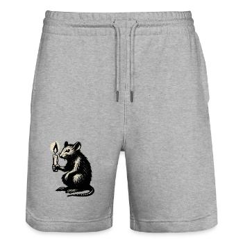 Maus Kerzenlicht - Stanley/Stella Unisex Bio Joggingshorts Trainer  - Grau meliert - Vorne - Nik (191cm) & Marisol (170cm)