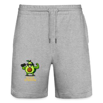 Avocado Kraftbild Stay Strong Fitness Gemüse  - Stanley/Stella Unisex Bio Joggingshorts Trainer  - Grau meliert - Vorne - Nik (191cm) & Marisol (170cm)