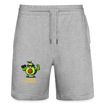 Hearty Avocado Muscle Hero Fitness Illustration - Stanley/Stella Trainer Unisex Organic Jogging Shorts - heather grey - Front - Nik (191cm) & Marisol (170cm)