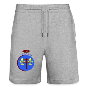 Maine et Loire 49 Logo neu interpretiert - Stanley/Stella Unisex Bio Joggingshorts Trainer  - Grau meliert - Vorne - Nik (191cm) & Marisol (170cm)
