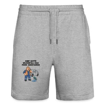 Chief: Wildlife accident with fish - Stanley/Stella Trainer Unisex Organic Jogging Shorts - heather grey - Front - Nik (191cm) & Marisol (170cm)