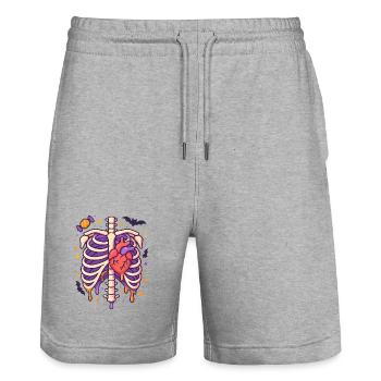 Anatomy Gothic Thoracic Cage - Stanley/Stella Trainer Unisex Organic Jogging Shorts - heather grey - Front - Nik (191cm) & Marisol (170cm)
