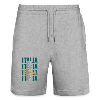 PISA - ITALIE - ITALIE - ITALIEN - TOUR - TURM - Short de jogging bio TRAINER Stanley/Stella unisexe - gris chiné - Devant - Nik (191cm) & Marisol (170cm)