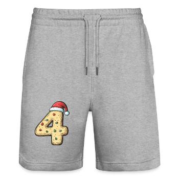 Biscuit de Noël à 4 chiffres - Short de jogging bio TRAINER Stanley/Stella unisexe - gris chiné - Devant - Nik (191cm) & Marisol (170cm)