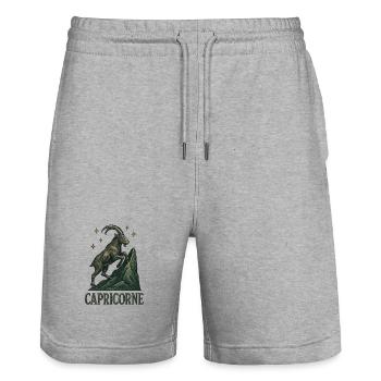 Steinbock Sternzeichen - Astrologie - Stanley/Stella Unisex Bio Joggingshorts Trainer  - Grau meliert - Vorne - Nik (191cm) & Marisol (170cm)