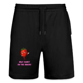 Soins personnels - Fraise - Short de jogging bio TRAINER Stanley/Stella unisexe - noir - Devant - Nik (191cm) & Marisol (170cm)