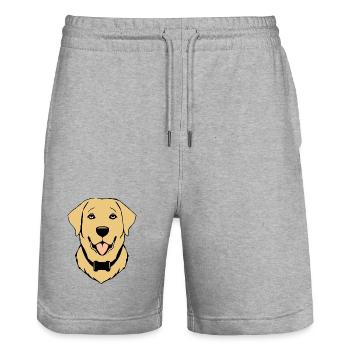 Golden Retriever Dog T-shirt Dog Head Gift - Stanley/Stella Trainer Unisex Organic Jogging Shorts - heather grey - Front - Nik (191cm) & Marisol (170cm)