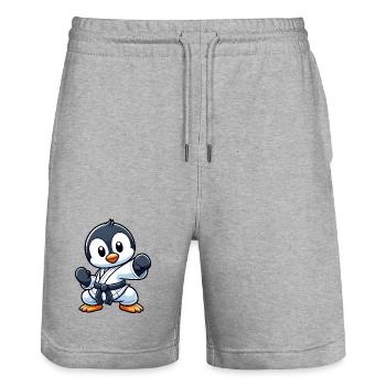 Cute Penguin Karate Cartoon Martial Arts Art - Stanley/Stella Trainer Unisex Organic Jogging Shorts - heather grey - Front - Nik (191cm) & Marisol (170cm)