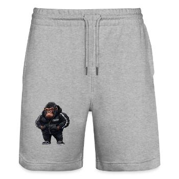 Gorilla Coach - Stanley/Stella Trainer Unisex Organic Jogging Shorts - heather grey - Front - Nik (191cm) & Marisol (170cm)