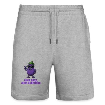 Aubergine - Alles easy - Stanley/Stella Unisex Bio Joggingshorts Trainer  - Grau meliert - Vorne - Nik (191cm) & Marisol (170cm)