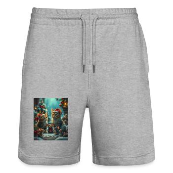 Didimaus - Stanley/Stella Unisex Bio Joggingshorts Trainer  - Grau meliert - Vorne - Nik (191cm) & Marisol (170cm)