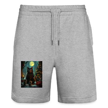 Didimaus - Stanley/Stella Unisex Bio Joggingshorts Trainer  - Grau meliert - Vorne - Nik (191cm) & Marisol (170cm)