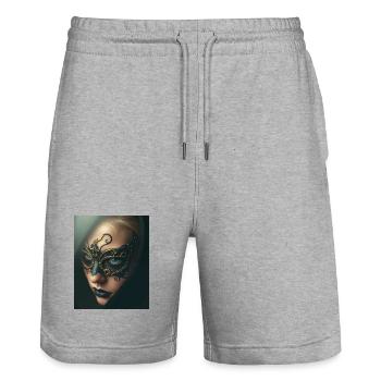 Gold Maskierte Verzauberungsfrau Schwarz -GBC - Stanley/Stella Unisex Bio Joggingshorts Trainer  - Grau meliert - Vorne - Nik (191cm) & Marisol (170cm)