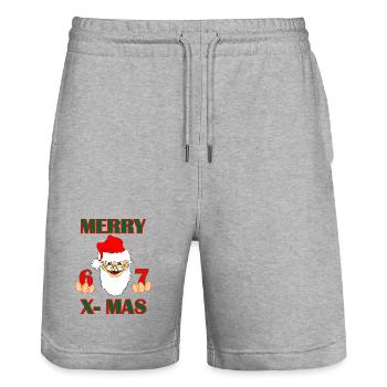 Ambiance Santa 6–7 – JOYEUX NOËL (Inspiré par - Short de jogging bio TRAINER Stanley/Stella unisexe - gris chiné - Devant - Nik (191cm) & Marisol (170cm)